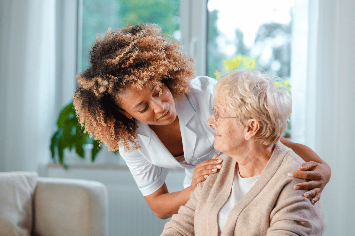 Home Care aide with elderly person