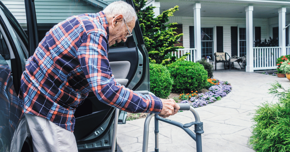 Older adult getting into a car for a doctor's appointment in Philadelphia